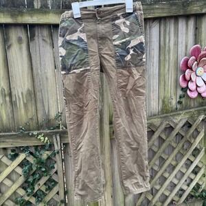 Zara Kids Camo Patch Cargo Pants Joggers Elastic Waist Khaki Olive Green Size 10